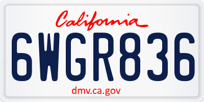 CA license plate 6WGR836