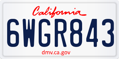 CA license plate 6WGR843