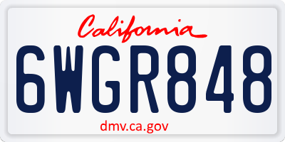 CA license plate 6WGR848