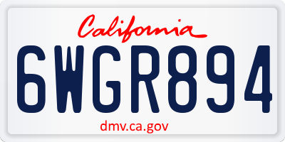 CA license plate 6WGR894