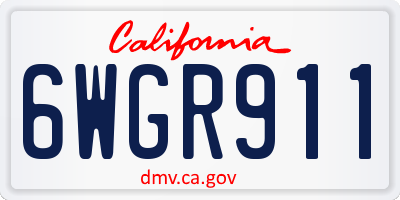 CA license plate 6WGR911