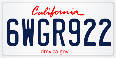 CA license plate 6WGR922
