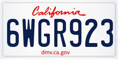 CA license plate 6WGR923