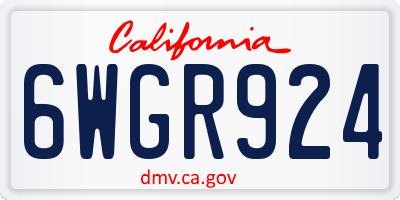 CA license plate 6WGR924