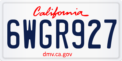 CA license plate 6WGR927