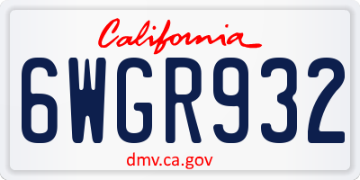 CA license plate 6WGR932