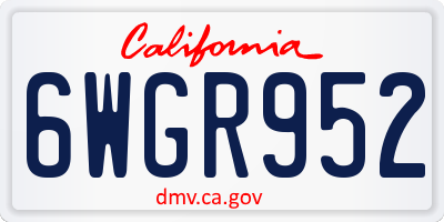 CA license plate 6WGR952