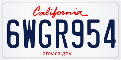 CA license plate 6WGR954