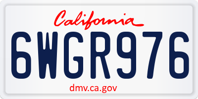 CA license plate 6WGR976