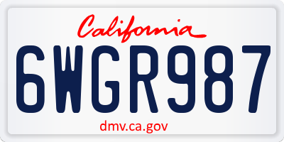 CA license plate 6WGR987