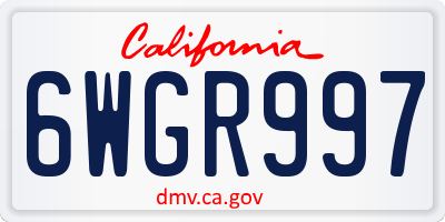 CA license plate 6WGR997