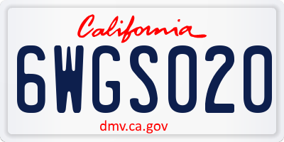 CA license plate 6WGS020