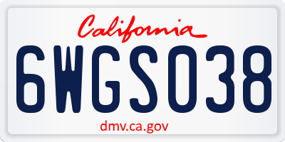 CA license plate 6WGS038