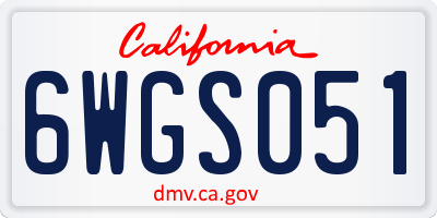 CA license plate 6WGS051
