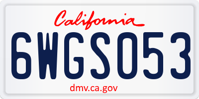CA license plate 6WGS053