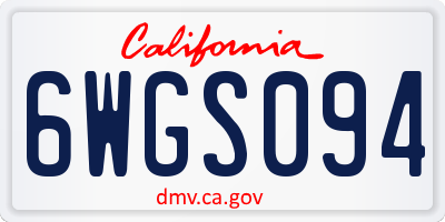 CA license plate 6WGS094