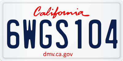 CA license plate 6WGS104