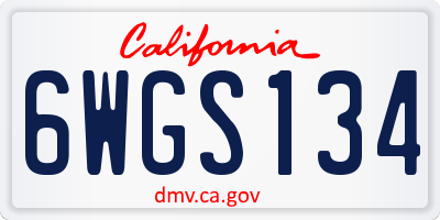 CA license plate 6WGS134