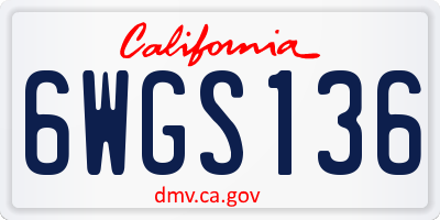 CA license plate 6WGS136