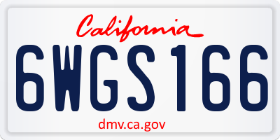 CA license plate 6WGS166