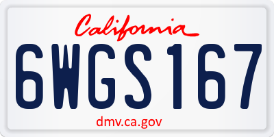 CA license plate 6WGS167