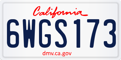 CA license plate 6WGS173