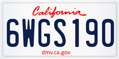 CA license plate 6WGS190
