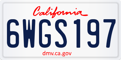 CA license plate 6WGS197