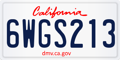 CA license plate 6WGS213