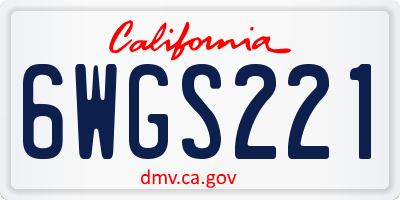 CA license plate 6WGS221