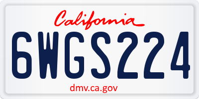 CA license plate 6WGS224