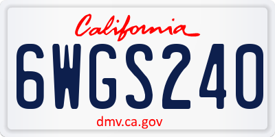 CA license plate 6WGS240