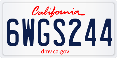 CA license plate 6WGS244