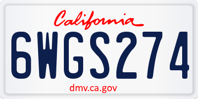 CA license plate 6WGS274
