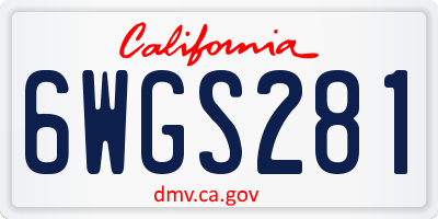 CA license plate 6WGS281