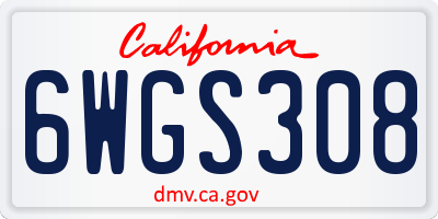 CA license plate 6WGS308