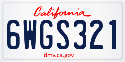 CA license plate 6WGS321