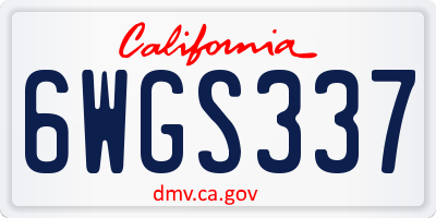 CA license plate 6WGS337