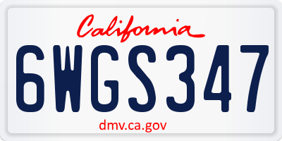 CA license plate 6WGS347