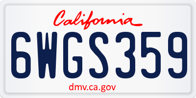CA license plate 6WGS359