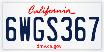 CA license plate 6WGS367