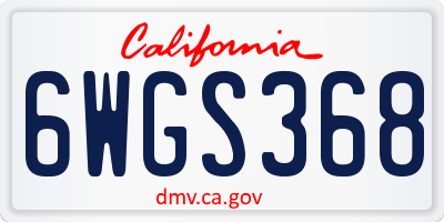 CA license plate 6WGS368