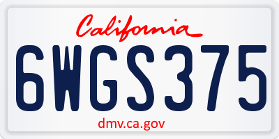 CA license plate 6WGS375
