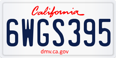 CA license plate 6WGS395