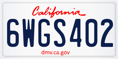 CA license plate 6WGS402