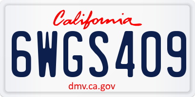 CA license plate 6WGS409