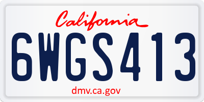 CA license plate 6WGS413