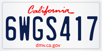 CA license plate 6WGS417