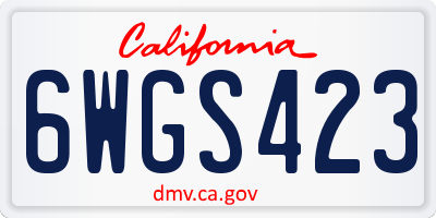 CA license plate 6WGS423