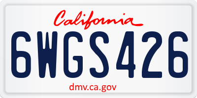 CA license plate 6WGS426